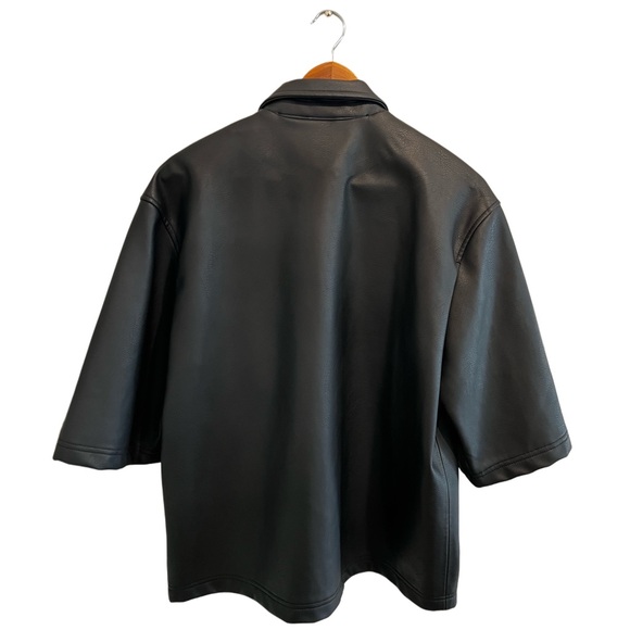 Zara Black Faux Leather Shirt - Picture 2 of 4